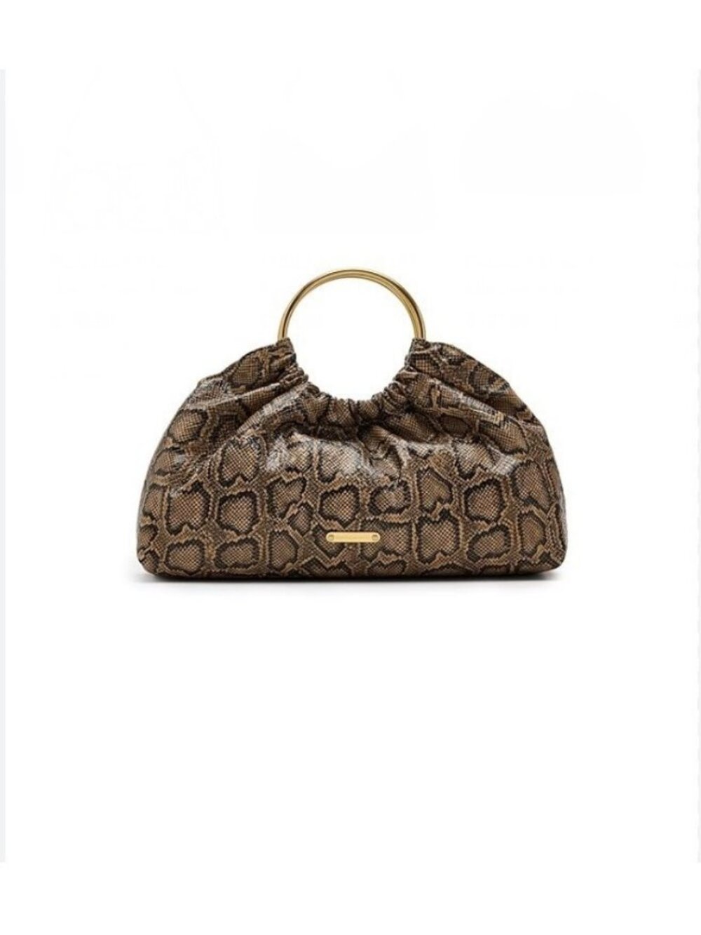REBECCA MINKOFF Madeleine snake print round handle small satchel - Brown